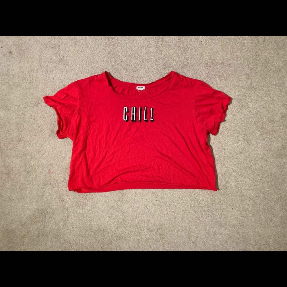 Red “Chill” Graphic Crop Top